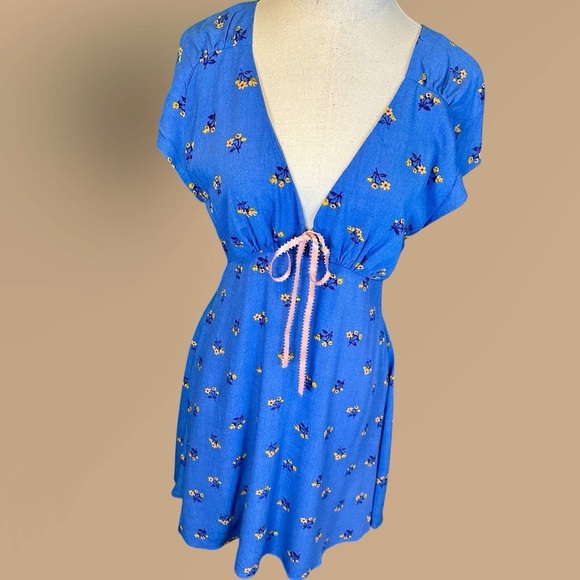 NWT Free People ‘Everyone’s Favorite Mini Dress’ in “Dutch Blue Combo” Size XS - Picture 16 of 16